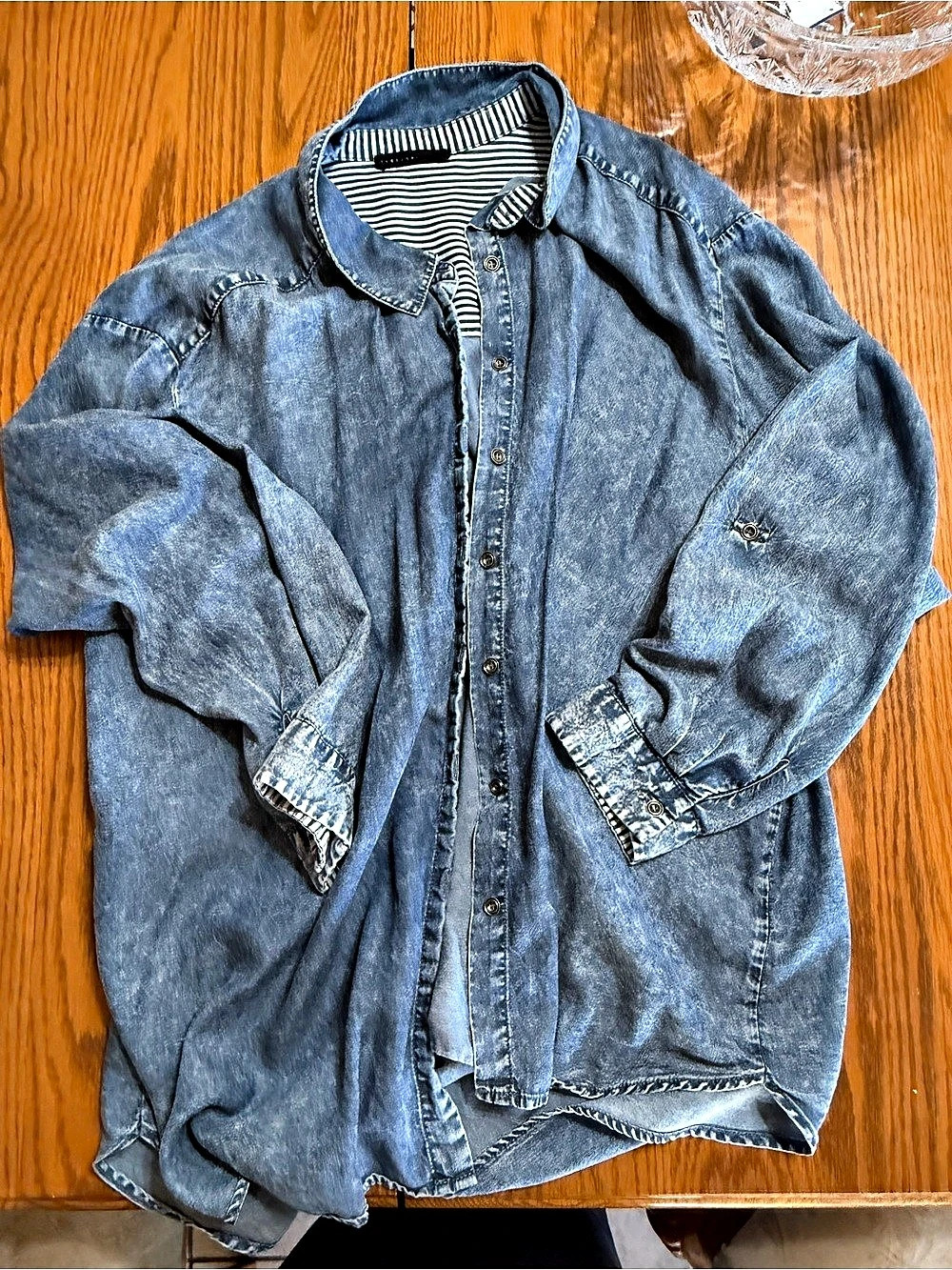 JANE AND DELANCEY Denim Stripe Button Down Shirt